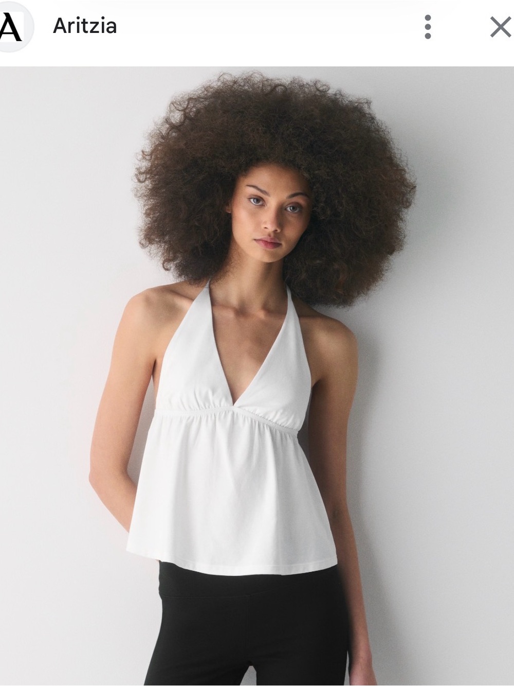 Aritzia White Halter V-Neck Tank Top